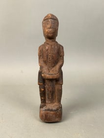 Antique Folk Art Carving of a Man Playing Drums