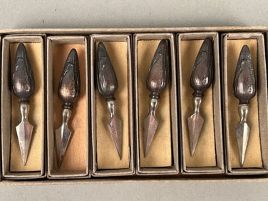6 Sterling Silver Corn Cob Holders w Corn Handles