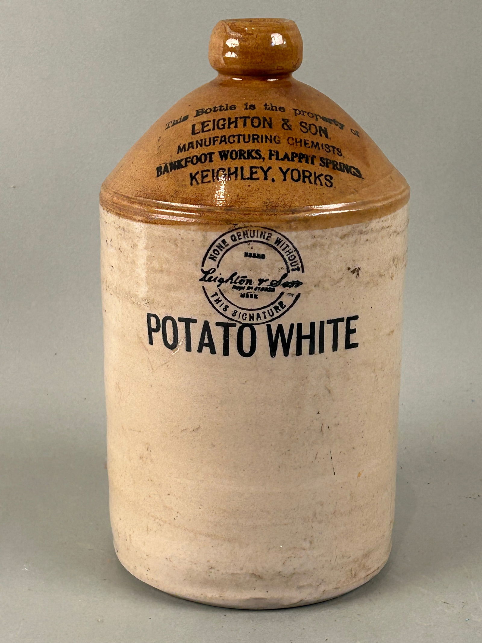 Antique Stoneware Potato White Advertising Jug (1 of 7)