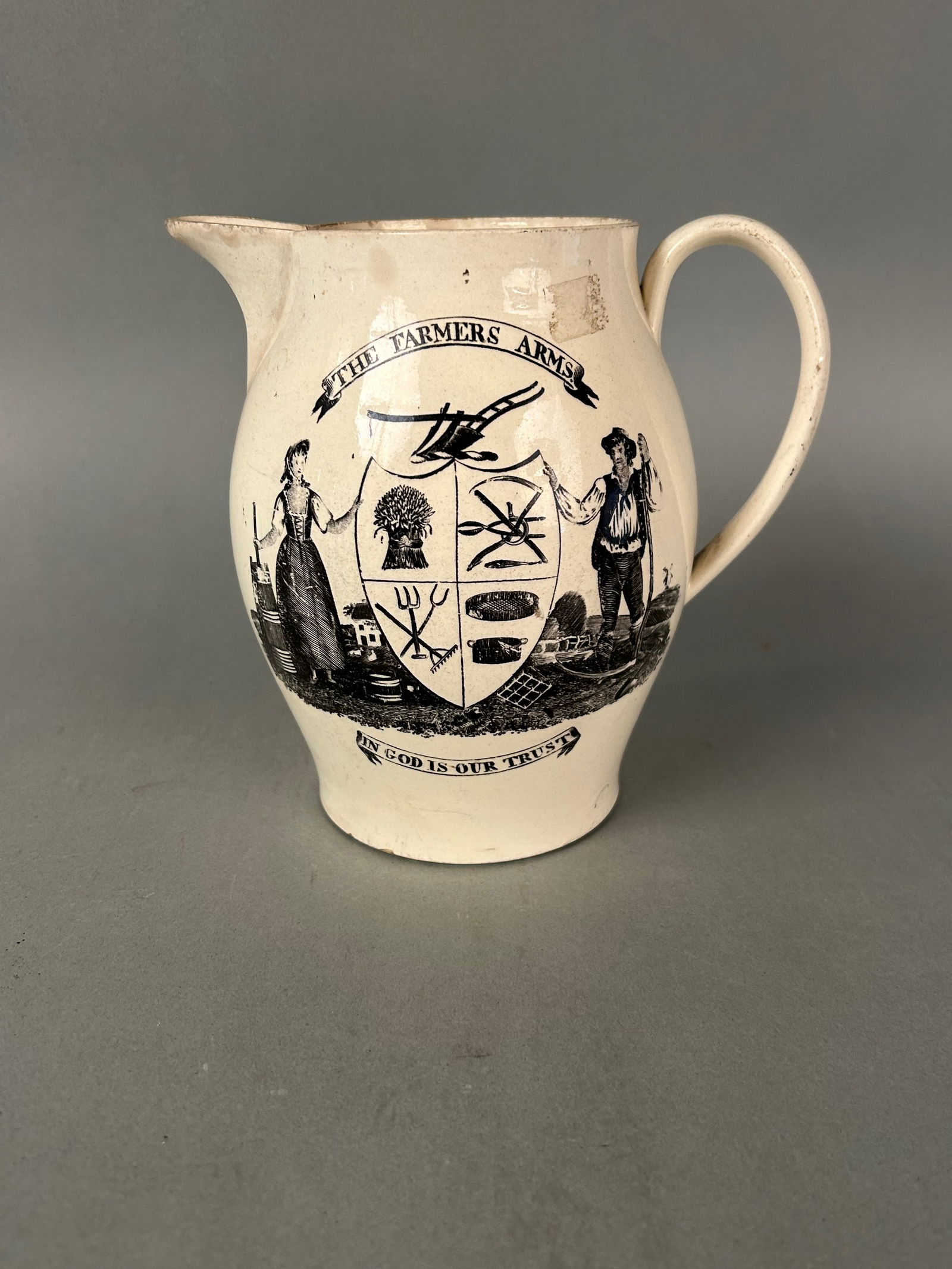 Transfer-Printed “The Farmers Arms?? Pitcher (1 of 4)