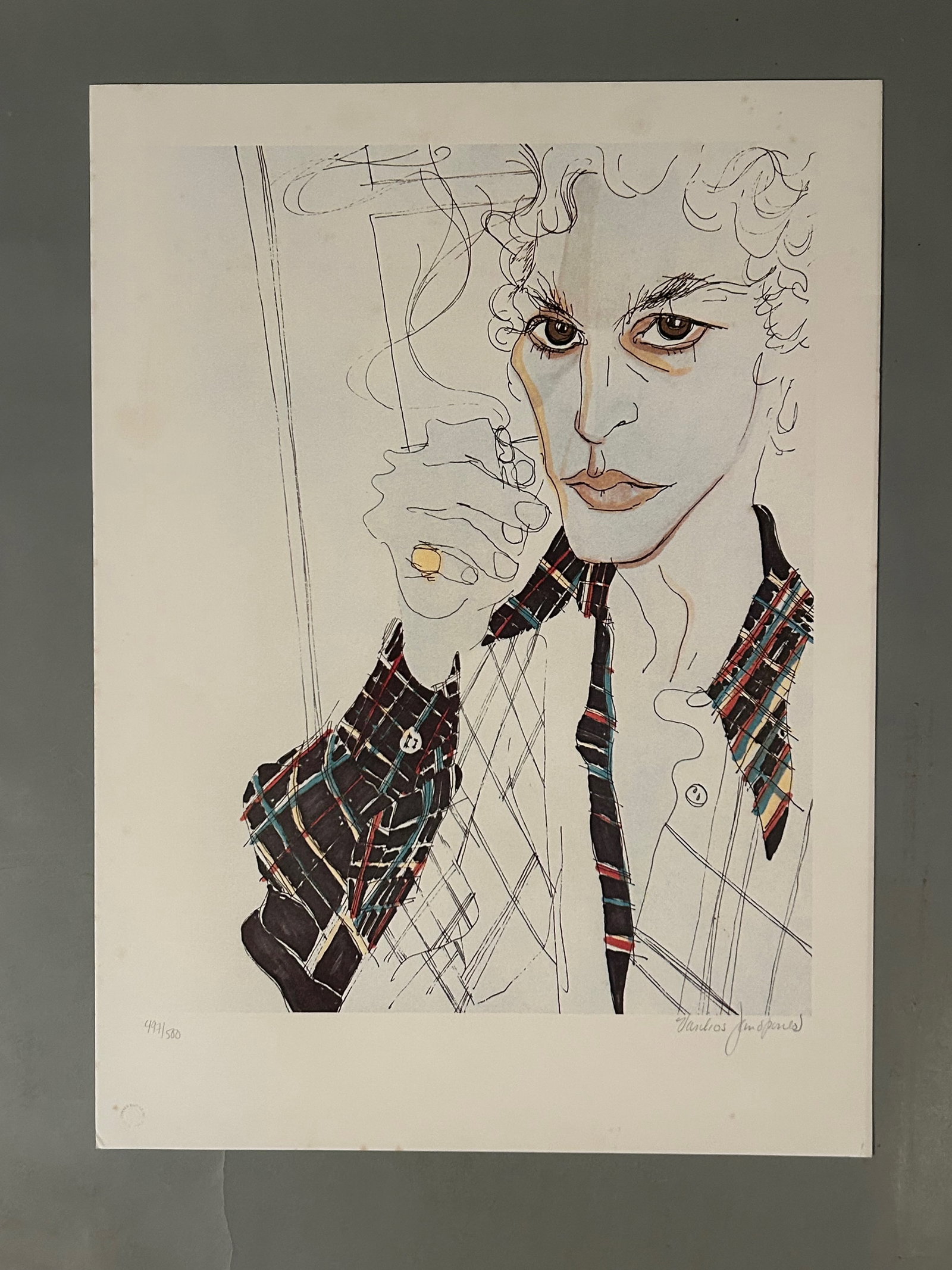 Vasilios Janopoulos, Smoking(Self Portrait) 1979: Vasilios Janopoulos, Smoking(Self Portrait) 1979. Pencil signed and numbered limited edition, 497/500. 26.5 x 19.5.