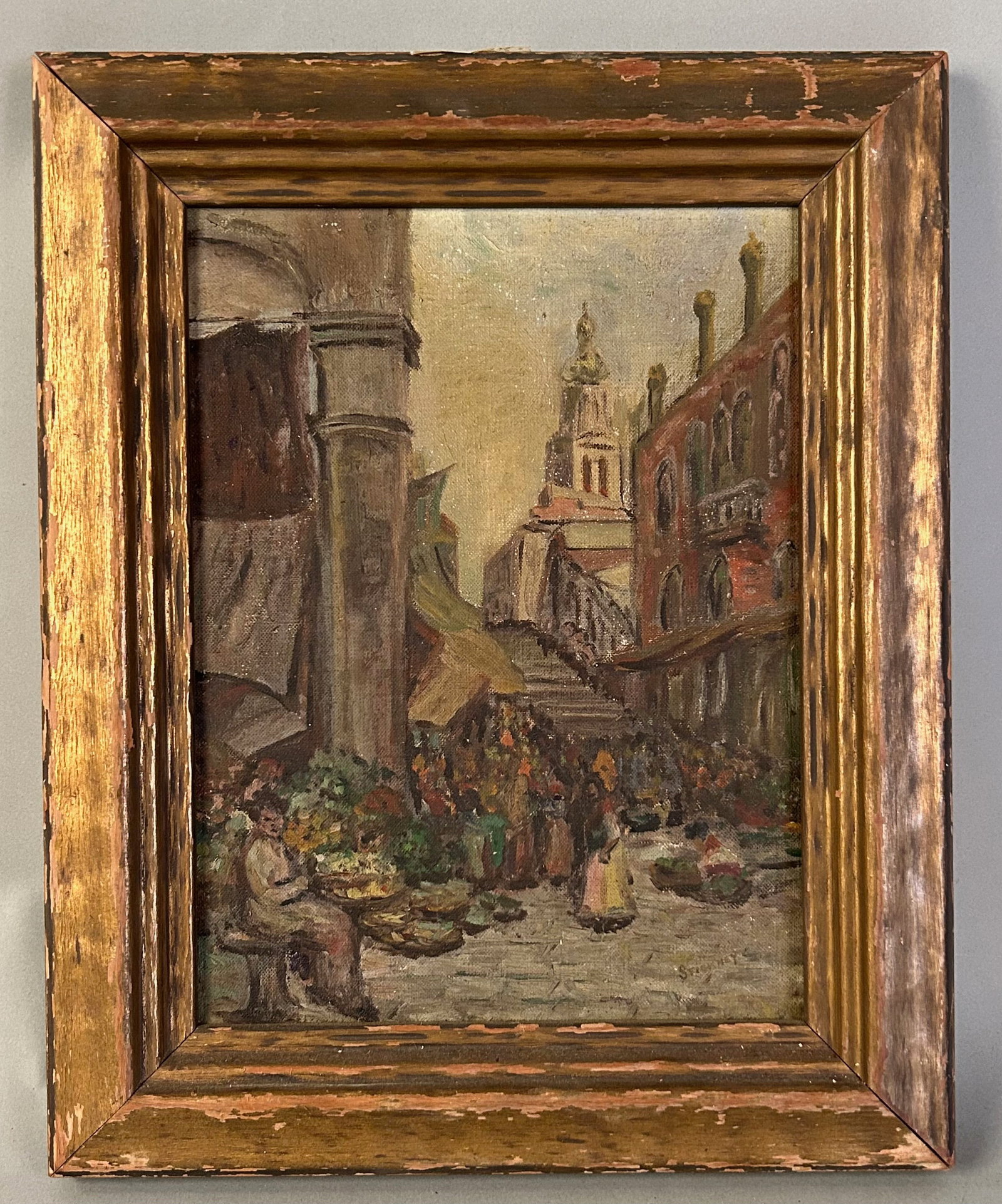 European Market Scene – Oil on Canvas 20th Century (1 of 4)