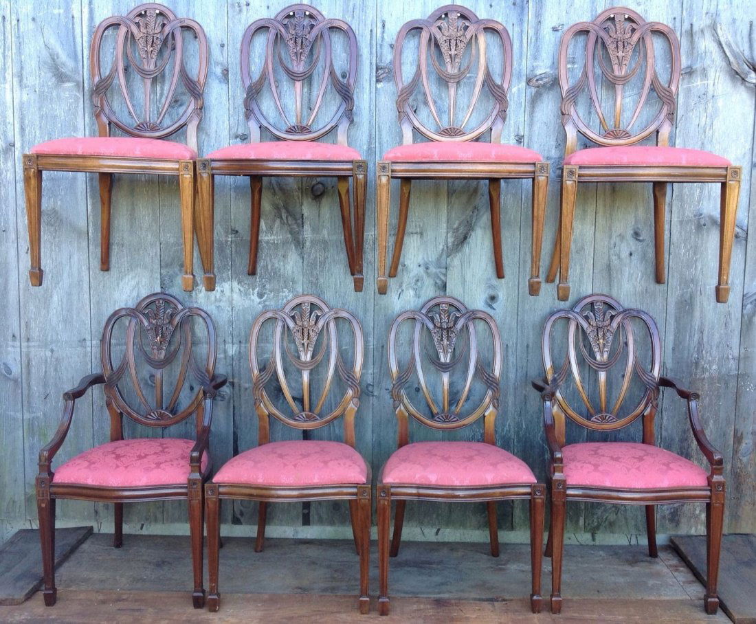 Set Of 8 Federal Style Shield Back Chairs 2 Arms 6 Side (1 of 10)