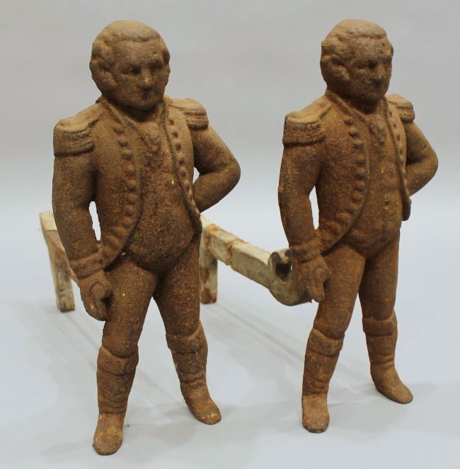 Pr George Washington Cast Iron Andirons (1 of 3)