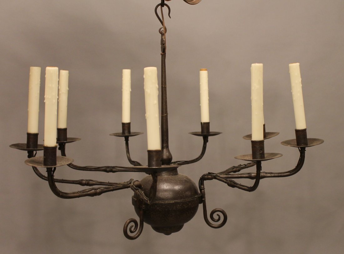 Wrought Iron Nine Arm Chandelier  Electrified (1 of 3)