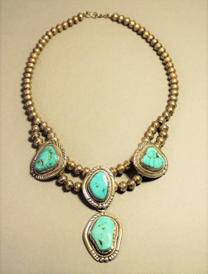 Sterling Silver & Turquoise Necklace Native American (1 of 6)