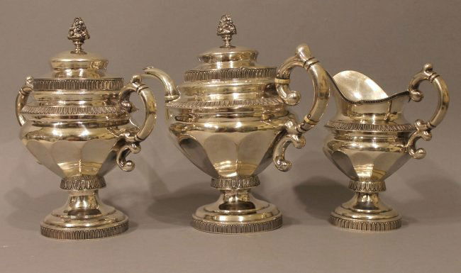 Coin Silver Tea Service G Byce, NYC 77.39 ozt (1 of 7)