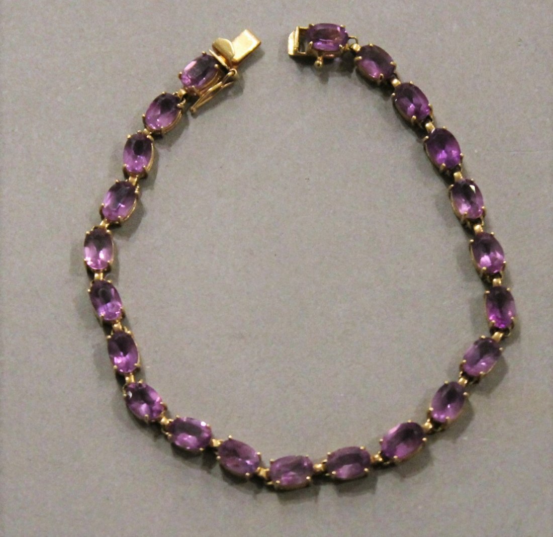 14k Gold Bracelet w Amethyst Stones (1 of 2)