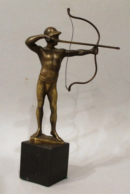 Moret signed Bronze Sculpture of Archer on Marble Base (1 of 8)