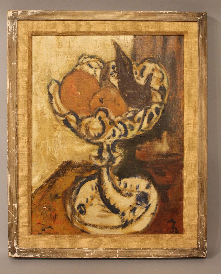 O/C Still Life Fruit in Footed Bowl signed ML56 (1 of 4)