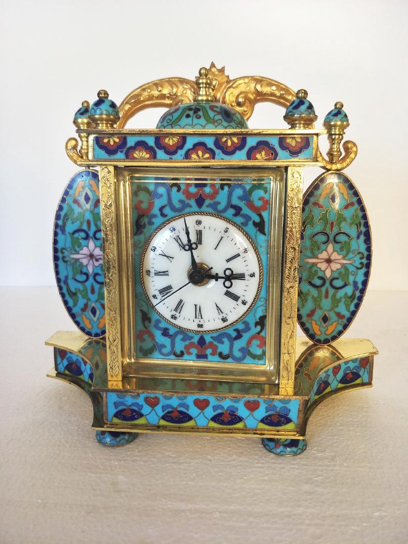 Chinese Cloisonne Battery Powered Mantel Clock W/ (1 of 5)