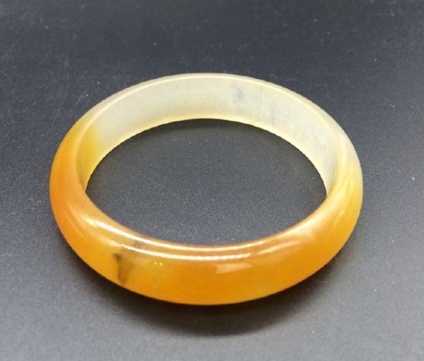 Chinese red white jade bangle bracelet (1 of 4)