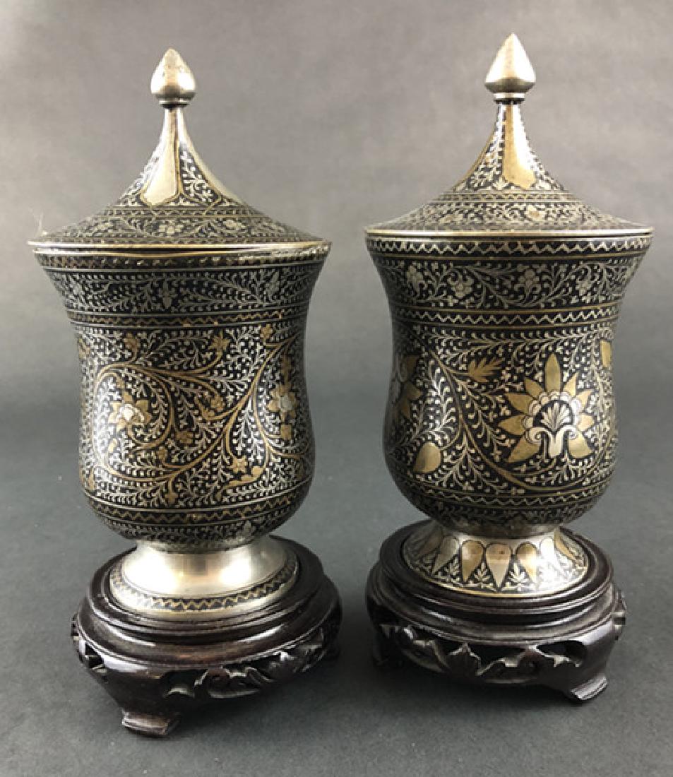 Arab silverware: Two very beautiful wrong gold and silver products work fine 6 3 4 inches high