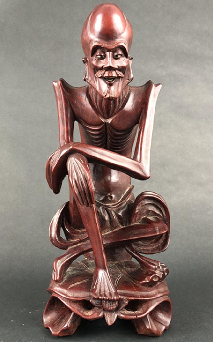 Ming Dynasty, Zitan woodcarving, ascetic: Ming Dynasty, Zitan woodcarving, ascetic Did not go through the paint, is completely the color of wood Height 28 cm Width 12cm Weight 816.1 grams