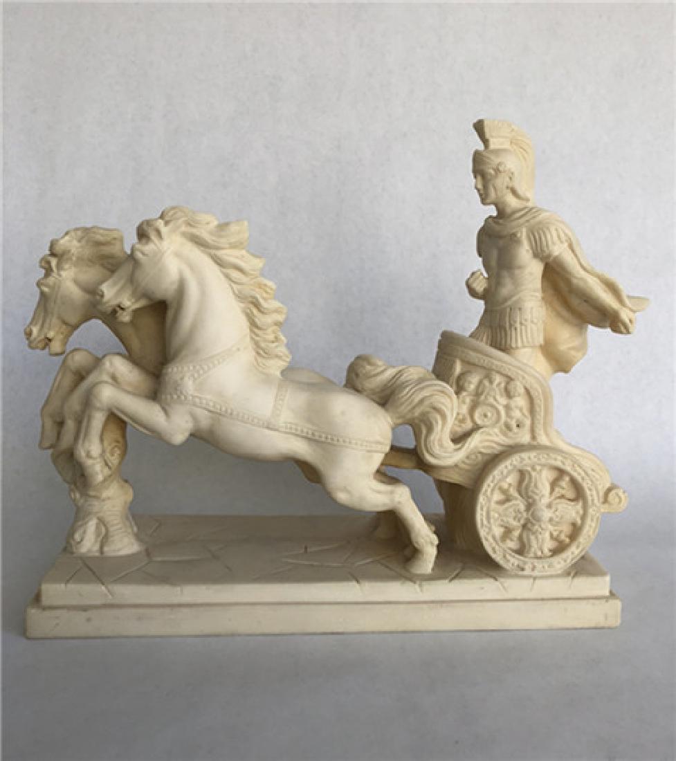Vintage Alabaster War God Horse Carriage Statue: Vintage Alabaster War God Horse Carriage Statue Sculpture,Measures Appyox 28.2x7.7x21.8cm,weight 2203g Notice to bidders: Please carefully read the auction terms of Soli