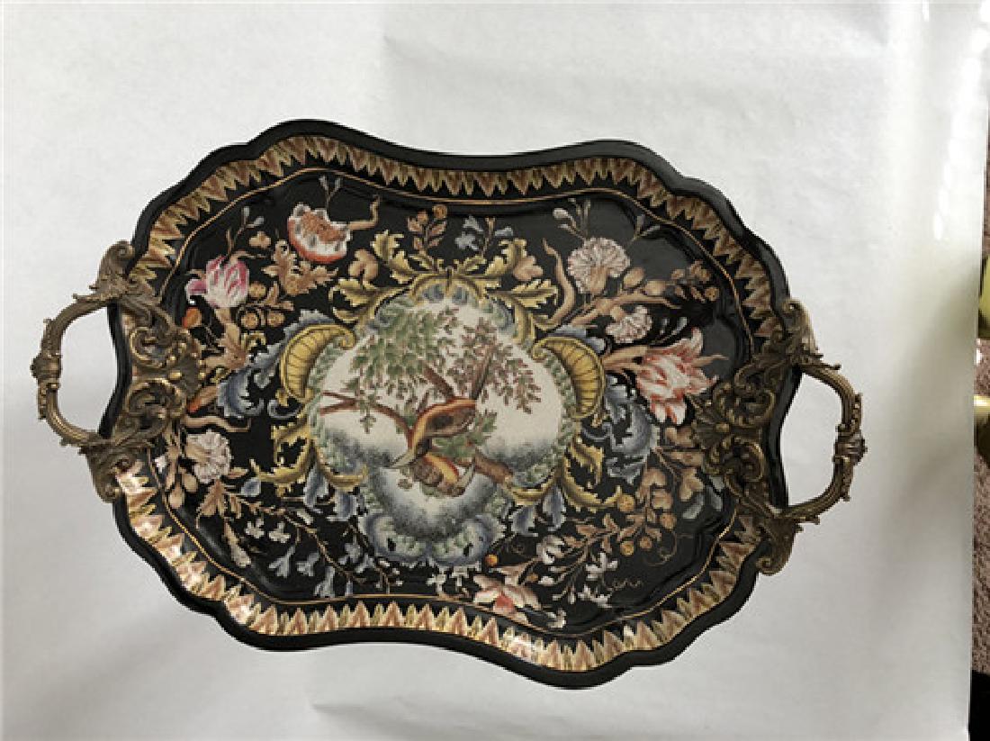 Gorgeous  Flower Castilian Tray w/Handles Antique (1 of 15)