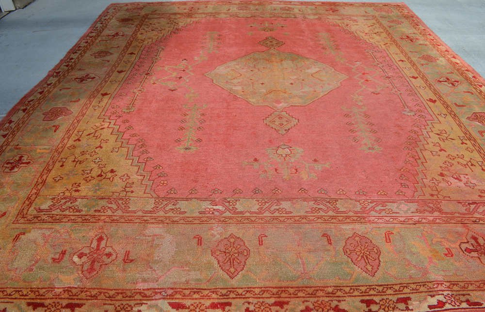 19th century Fine Antique Oushak Turkey Rug,: 19th century Fine Antique Oushak Rug, Turkey: 11'3 x 12'9 Wool pile; wool warp and weft.The original owner of the carpet is Las vegas casino owner. Purchased at 8625 Lakeridge circle Las vegas residen