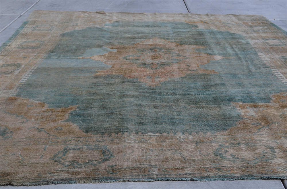 19th Century Fine Antique Oushak Rug, Turkey: 18-19th Century Fine Antique Oushak Rug, Turkey : 12’4 x 14'1 Wool pile; 100% wool warp and weft.The original owner of the carpet is Las vegas casino owner. Purchased at 8625 Lakeridge circle Las ve