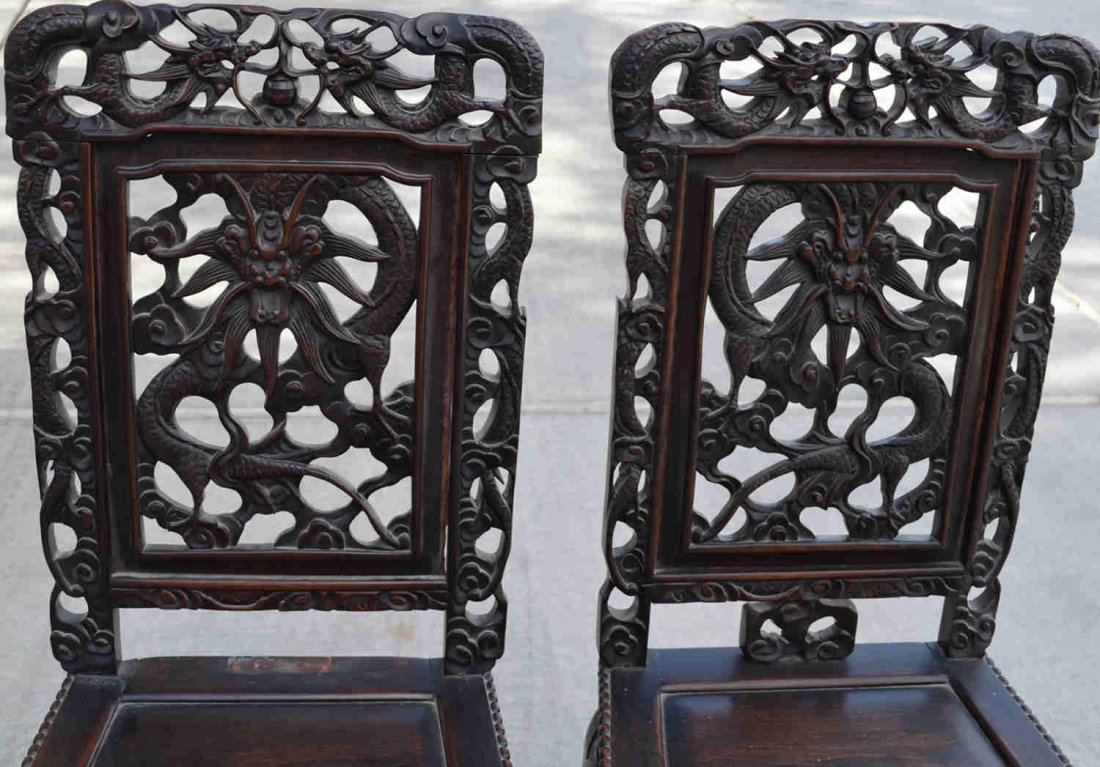 Qing Dynasty ZI TAN carved dining chair,Two: Qing Dynasty ZI TAN carved dining chair, The original owner of the carpet is Size:38 x 16 1/2 x 15inch Las vegas casino owner. Purchased at 8625 Lakeridge circle Las vegas residential salesFailure to 