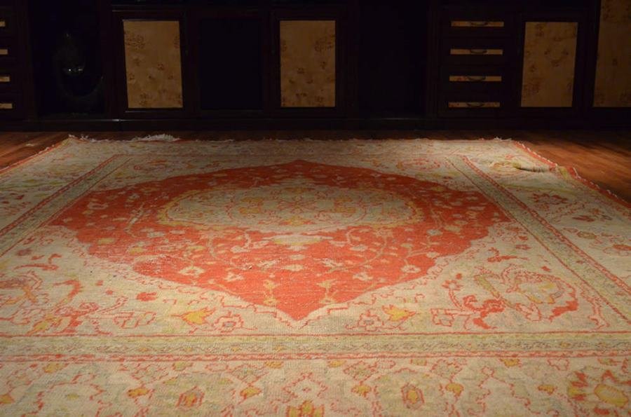 Fine Antique Oushak Rug, 19th century Turkey: Fine Antique Oushak Rug, 19th centuryTurkey: 10'10 x 14'8 100% Wool pile; wool warp and weft.The original owner of the carpet is Las vegas casino owner. Purchased at 8625 Lakeridge circle Las vegas re