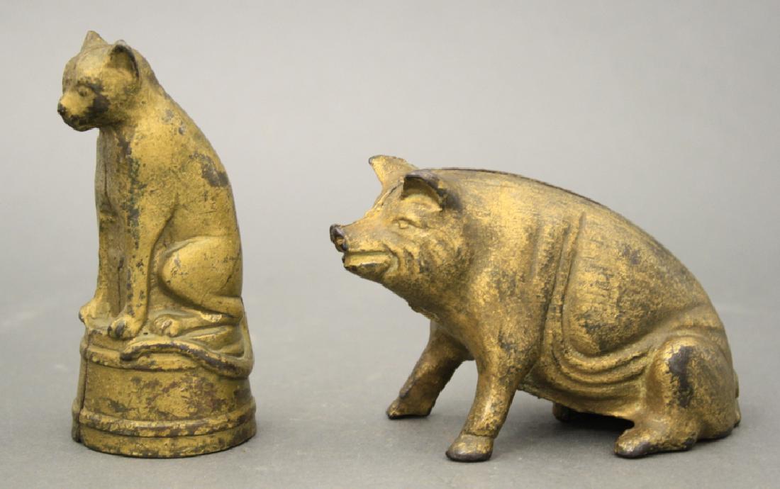 Lot: Cat on Tub and Seated Pig Bank (1 of 2)