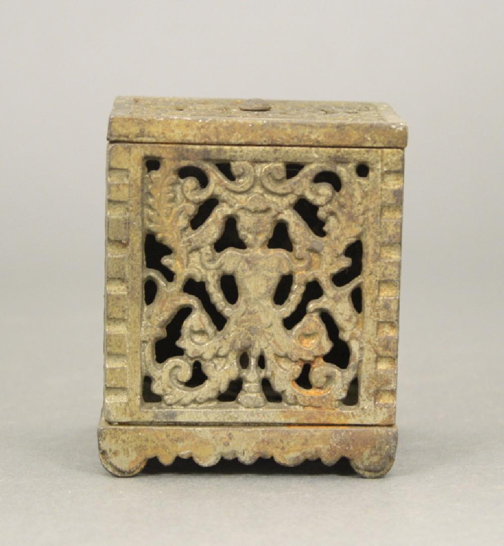 Scrollwork Safe: Kenton Hardware. Made of Cast Iron. 2 7/8" H. Good Condition.