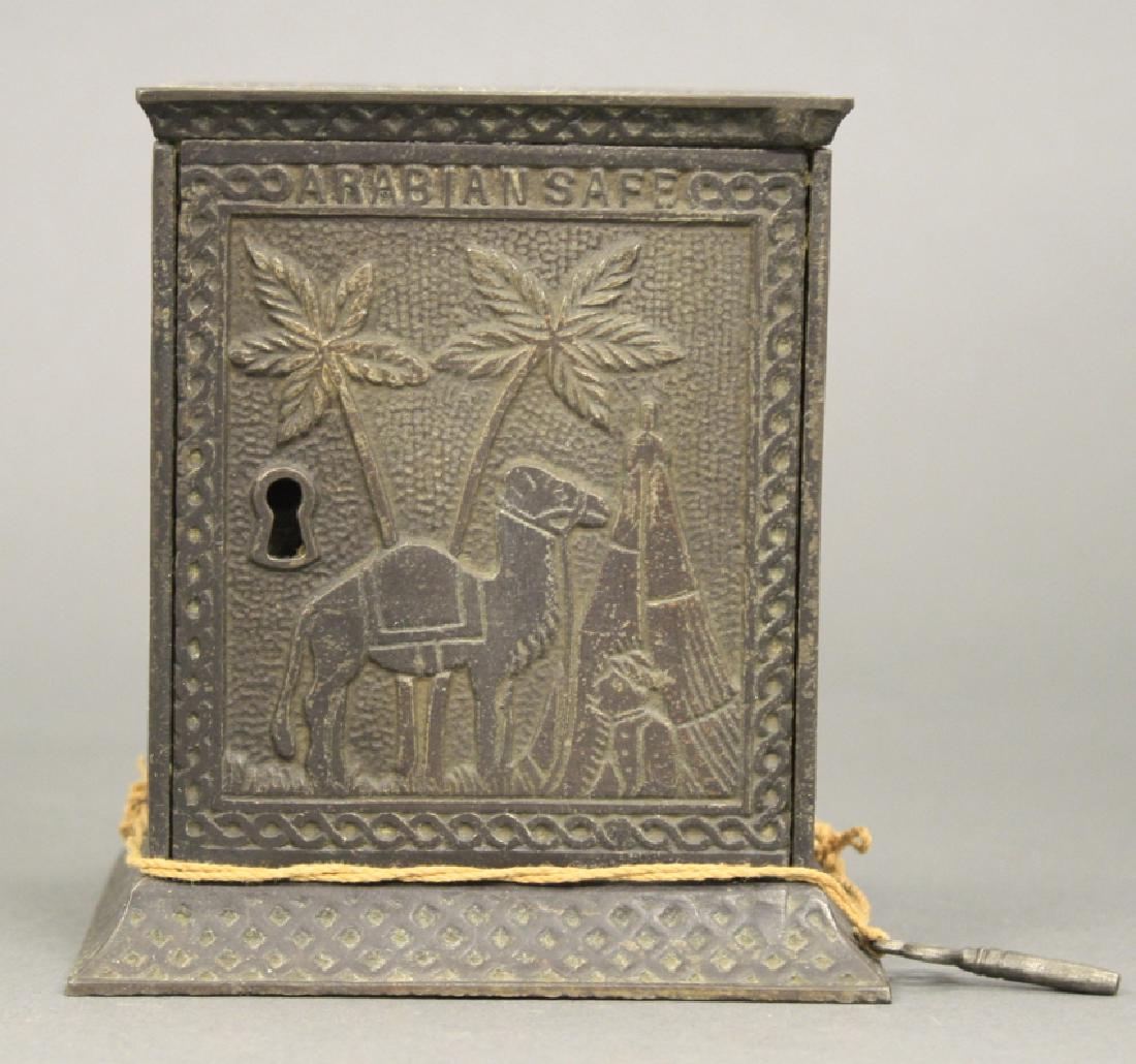 Arabian Safe: Kyser & Rex. Made of Cast Iron. 4 5/8" H. Fine Condition (Retains Original Key).
