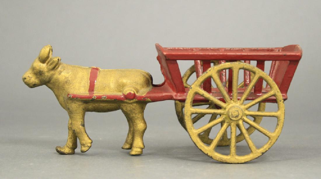 Dent Ox Drawn Dray: Made of Cast Iron. 7" L. Pristine Condition (Missing Driver).