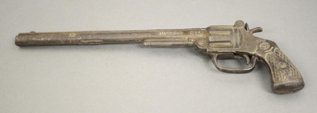 Buffalo Bill Cap Gun: Made of Cast Iron. 7 1/2" L. Very Good Condition.