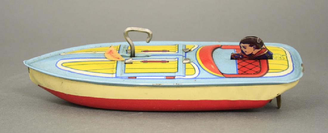 Windup J. Chein Speedboat: Made of Tin. 7" L. Excellent Condition.
