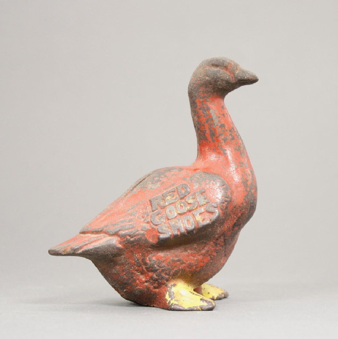 Red Goose Shoes - Squatty Version: Arcade Mfg. Co. Circa 1920. A scarce Bank. Made of Cast Iron. Good Condition.