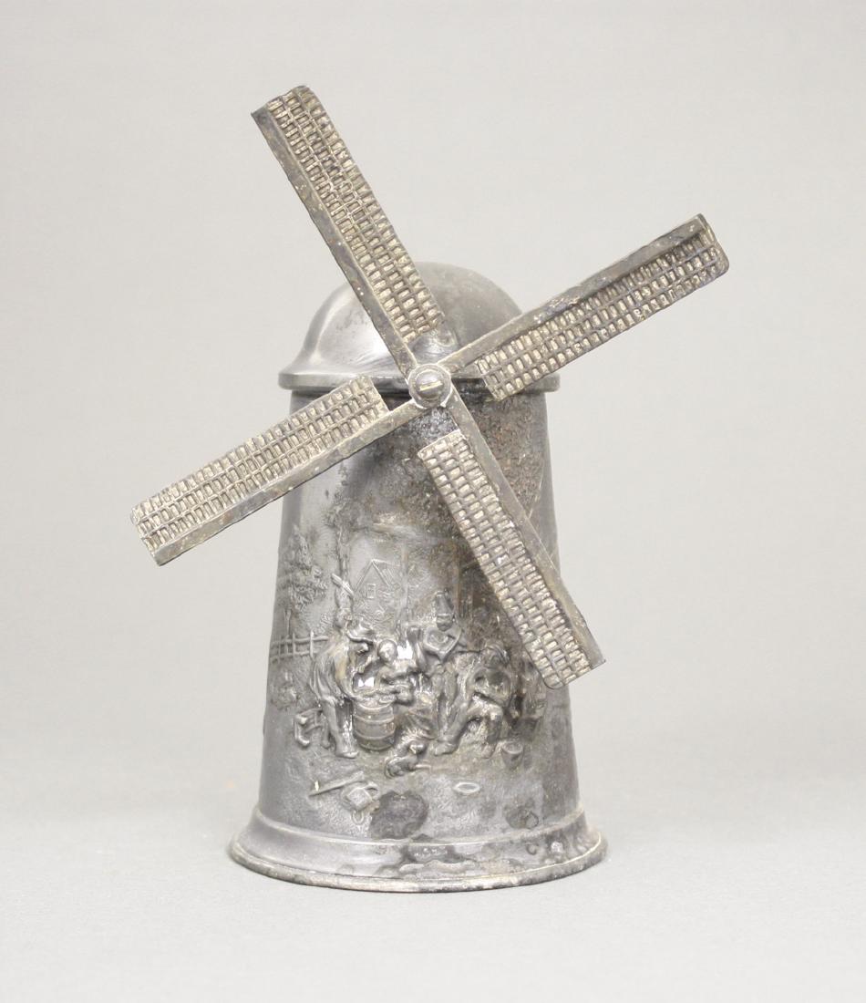 Windmill: European circa 1910. 6" H. Made of Silver Plated Thin. Fine Condition.