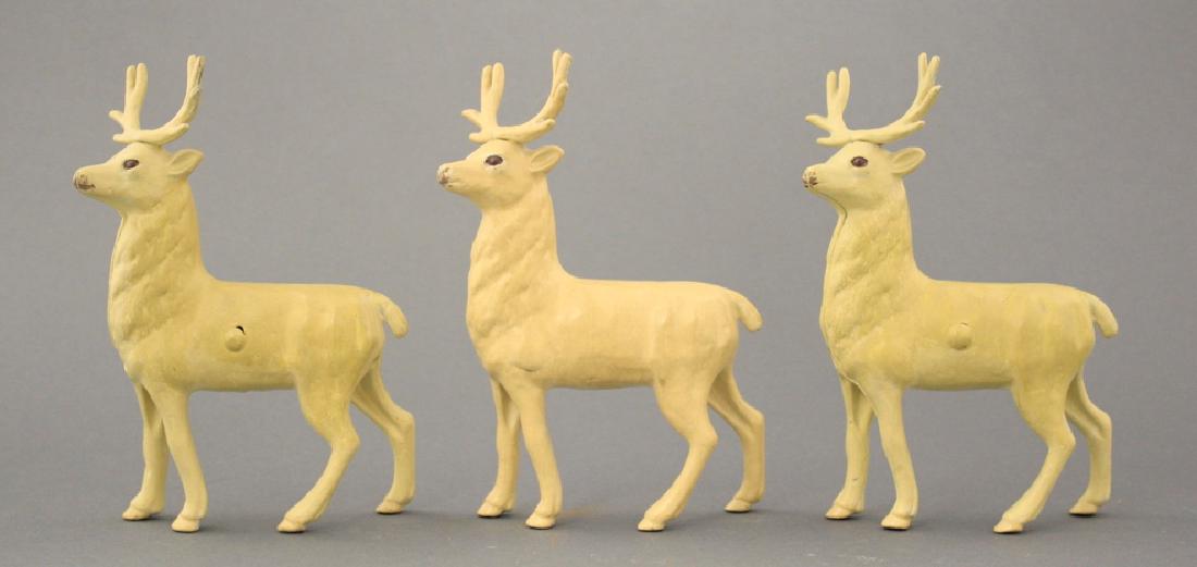 Three Reindeer: A. C. Williams circa 1920's. Made of Cast Iron. All Repainted.
