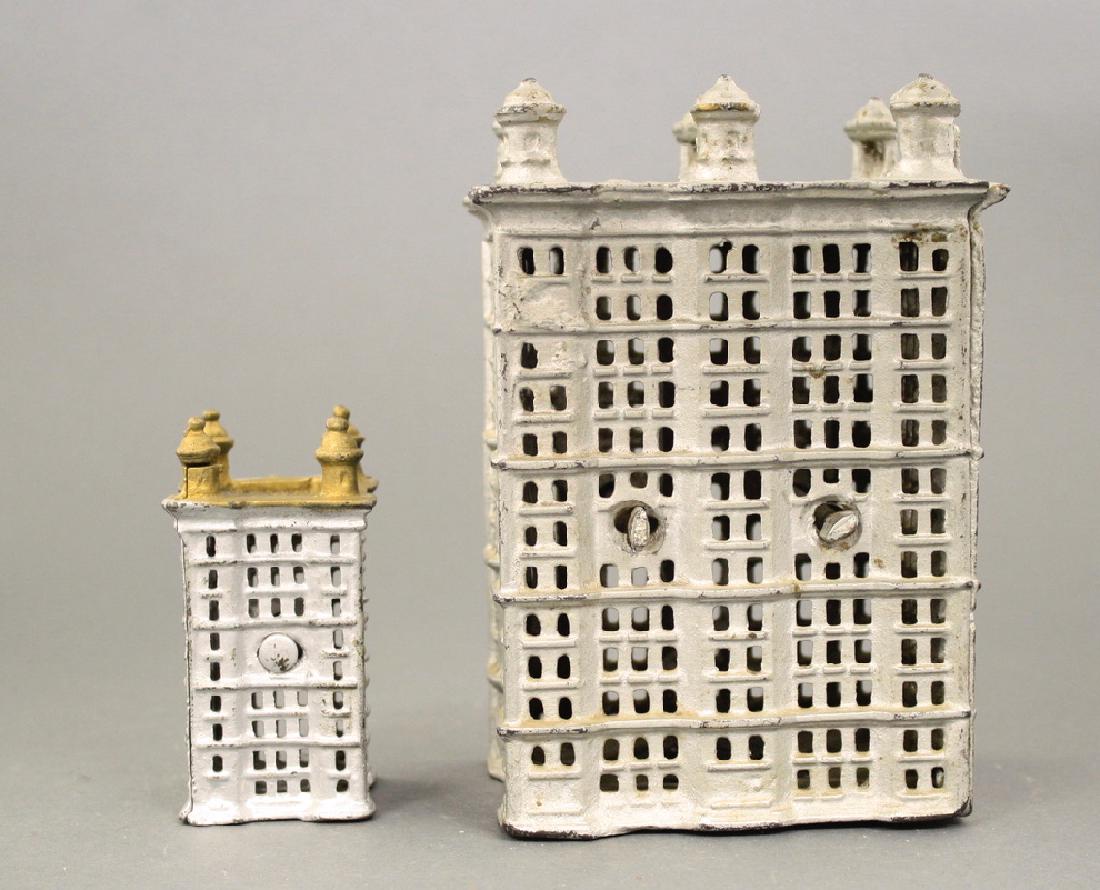 Skyscraper Tiny and Largest: A. C. Williams circa 1910's. Made of Cast Iron. Both repainted.