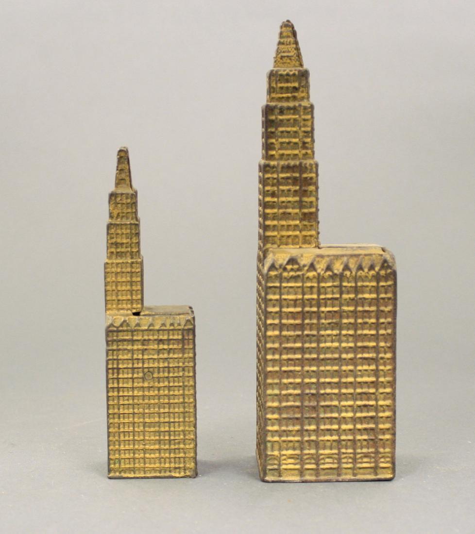 Two Woolworth Buildings: Made by Kenton Hardware circa 1915. Made of Cast Iron. Very Fine Condition.
