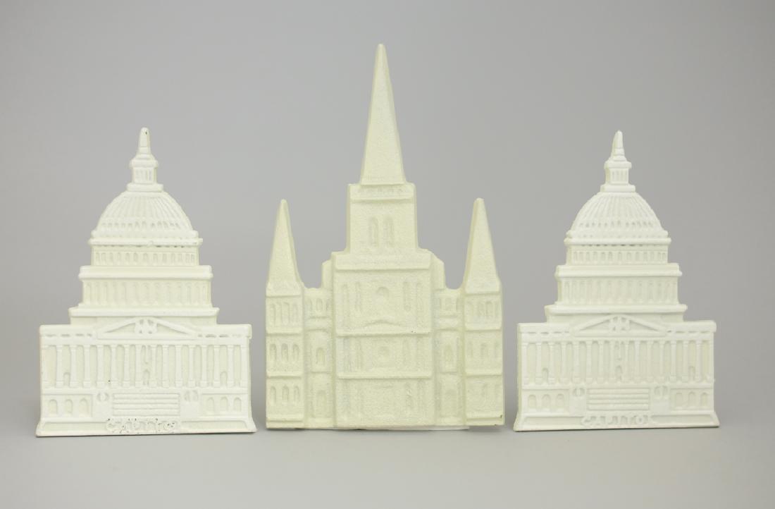 Three Modern Banks: They range from 5" - 6 1/2" Tall. All made of Cast Iron. Near Mint Condition.