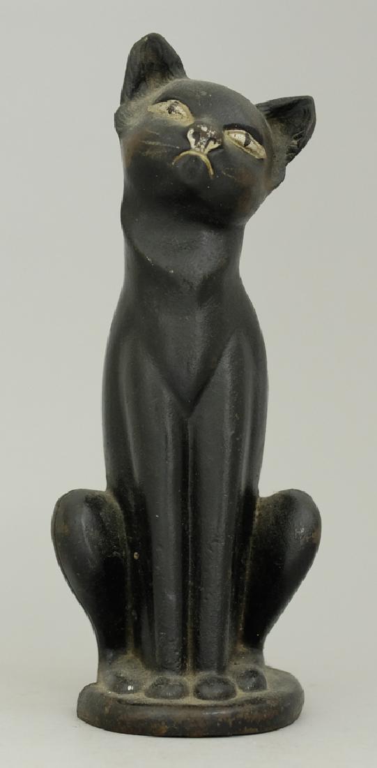 Cat Doorstop: Made by Hubley. Made of Cast Iron. 10.5" Tall. Fine Condition.