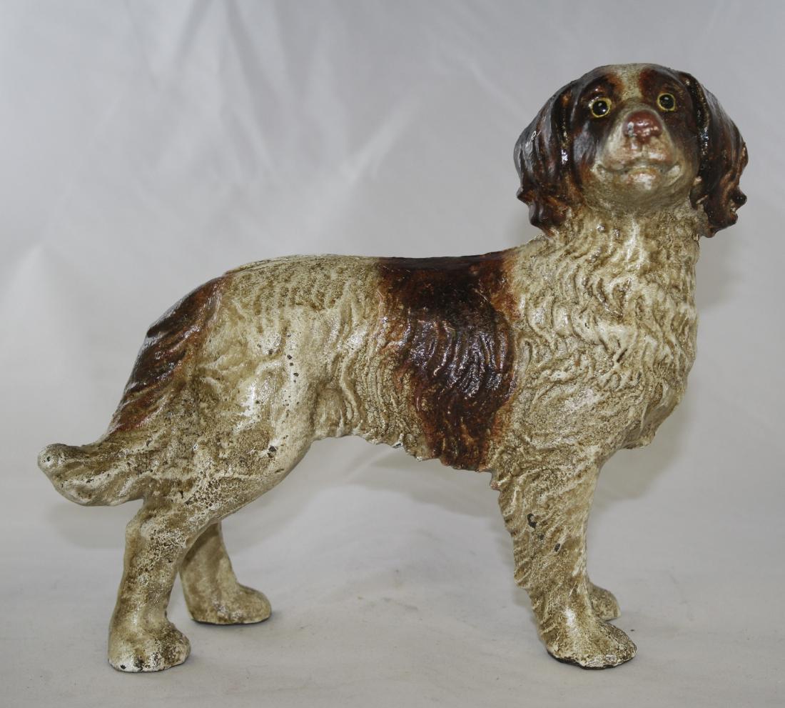 Standing Dog Iron Door Stop: 9 1/2" Long x 8" Tall. Made of Cast Iron. A very cute doggy. Professionally Restored Condition.