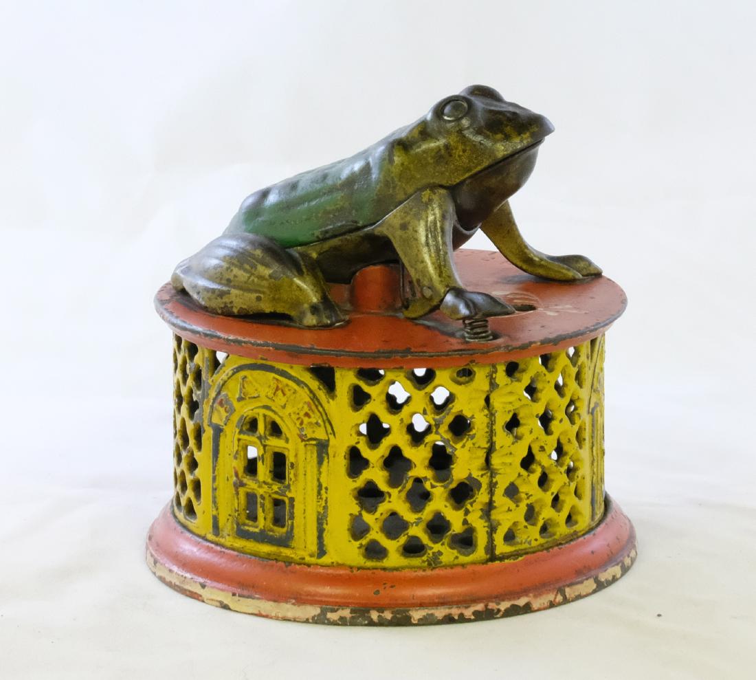 Frog on Lattice Mechanical Bank (1 of 3)
