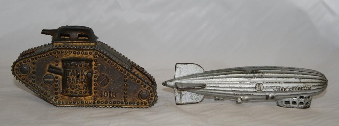 A Tank and Graf Zeppelin Cast Iron Still Banks (1 of 1)