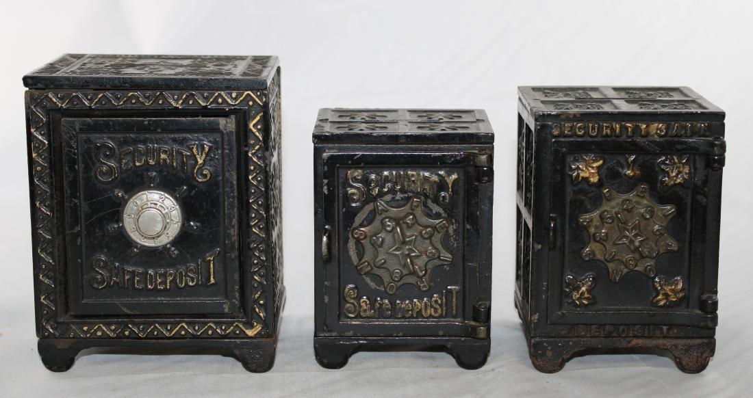 Three Cast Iron Security Safe Deposit Banks (1 of 4)