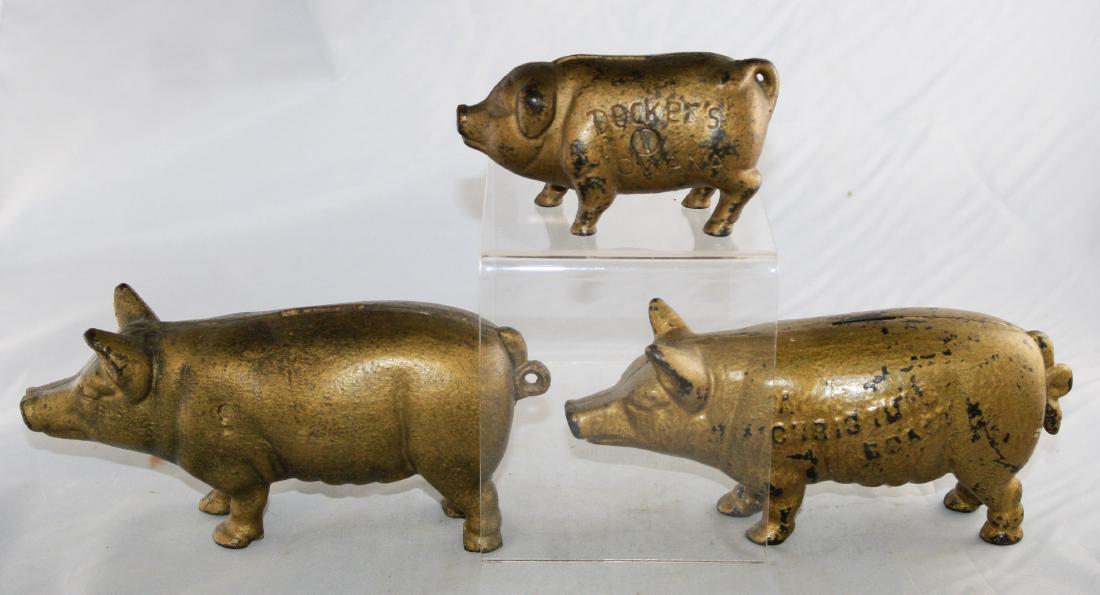 Three Cast Iron Pig Still Banks (1 of 2)