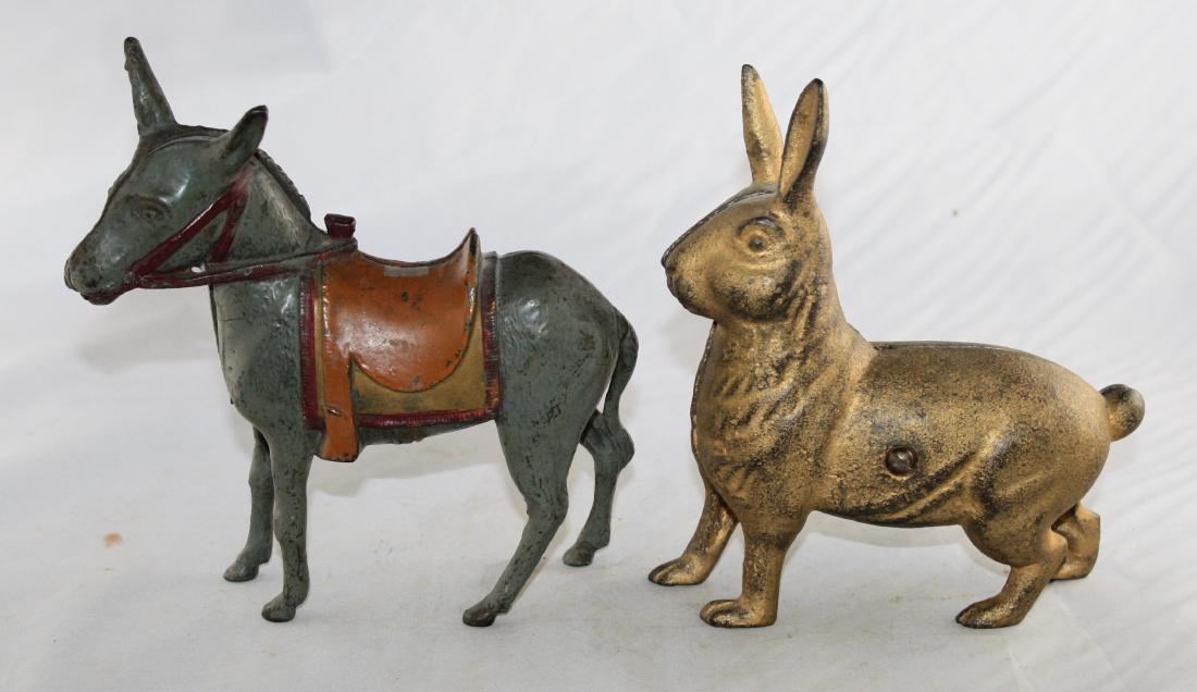 Donkey & Rabbit Standing Cast Iron Still Banks (1 of 2)