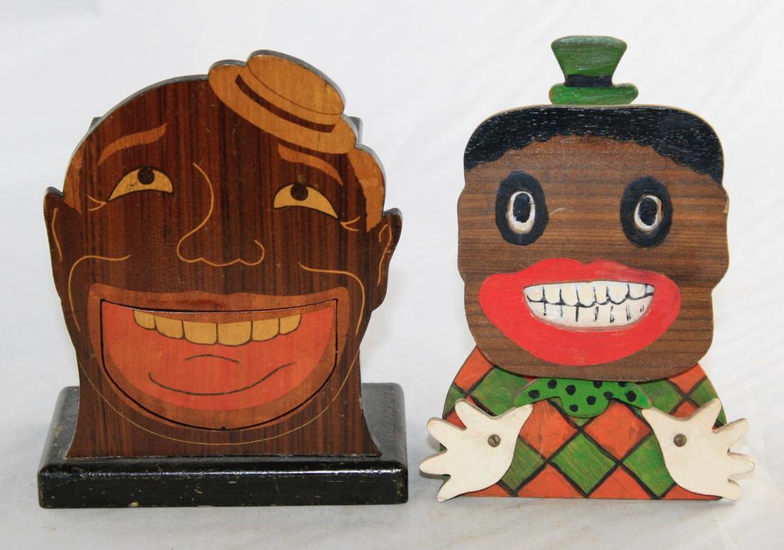 Two Wooden Black Themed Mechanical Banks (1 of 2)