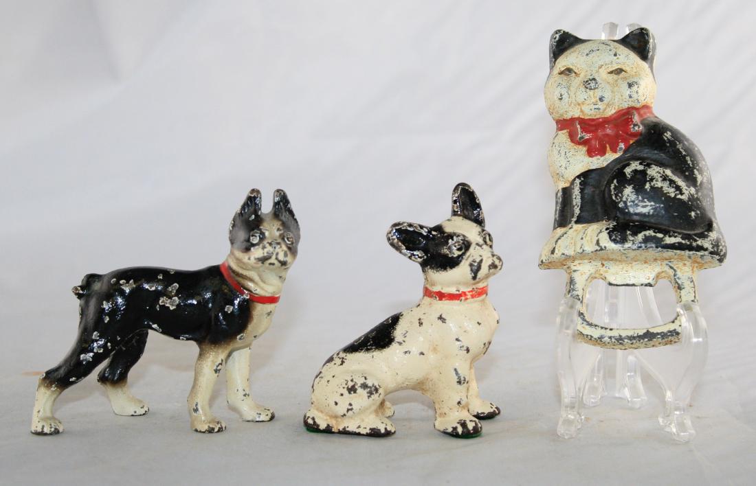 2 Iron Dog Paperweights - 1 Cat Bottle Opener (1 of 2)