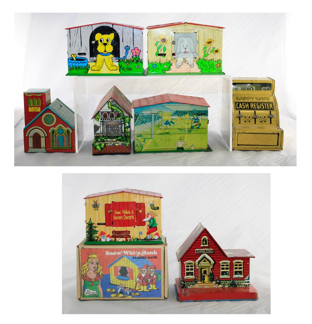 Eight Tin Penny Banks (1 of 5)