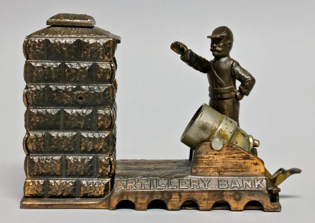 Iron Artillery Mechanical Bank, Electroplated (1 of 2)