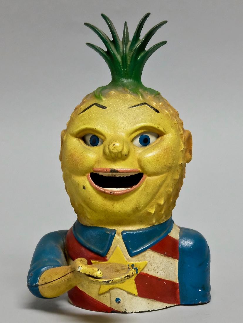 Cast Iron Penny Pineapple Mechanical Bank (1 of 3)