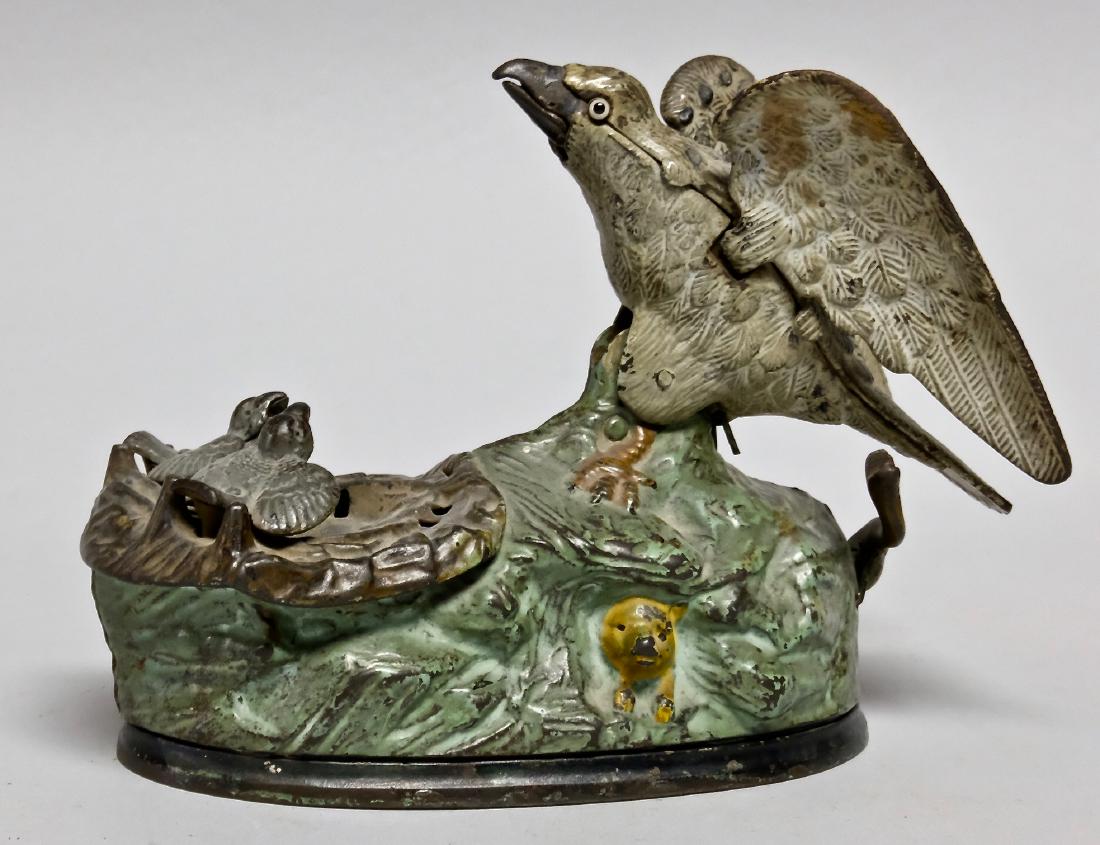 Cast Iron Eagle and Eaglets Mechanical Bank (1 of 3)