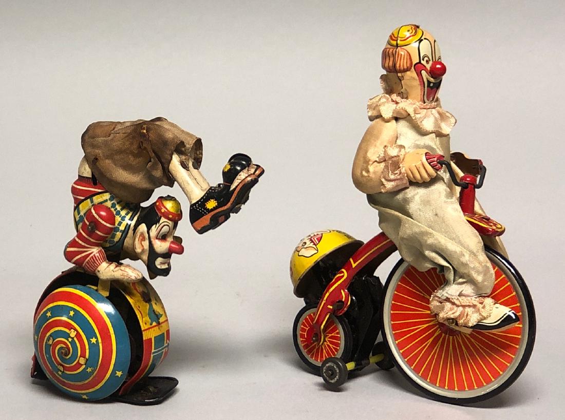 Two Tin Windup Acrobatic Clown Toys (1 of 2)